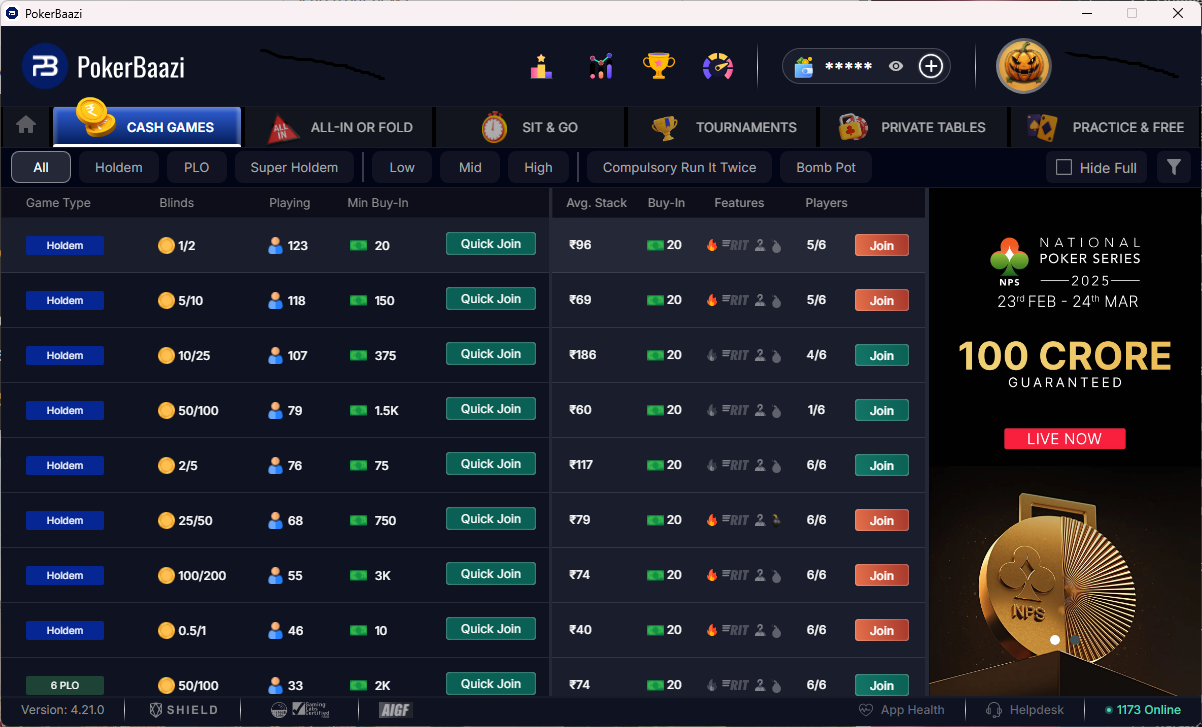 The PokerBaazi lobby